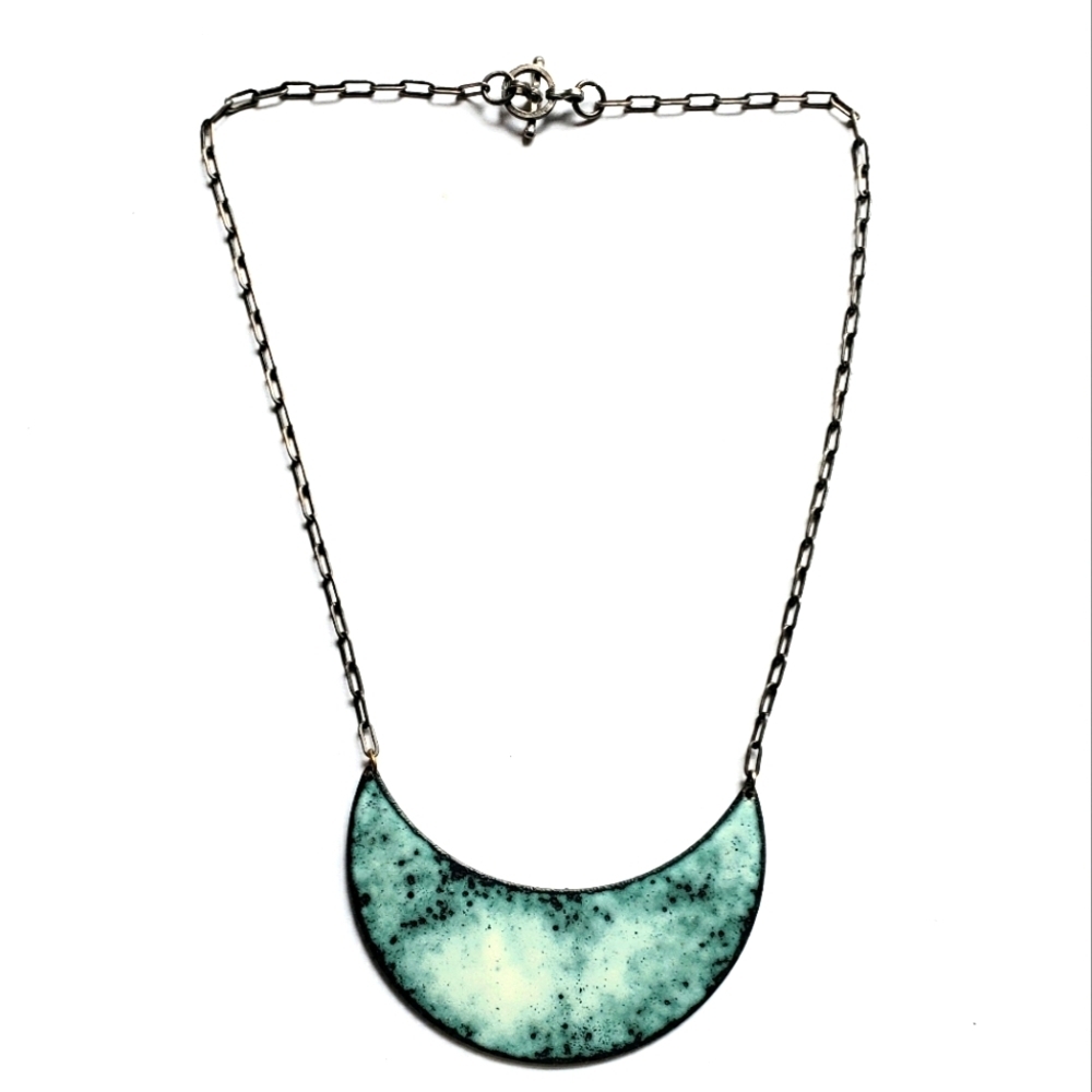 Artisan Hand Made Glazed Metal Necklace .